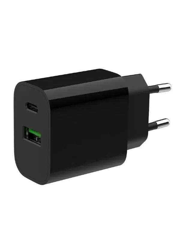 Gembird Universal GaN USB charger QC 3.0 &amp; PD 20W 2-port - Black