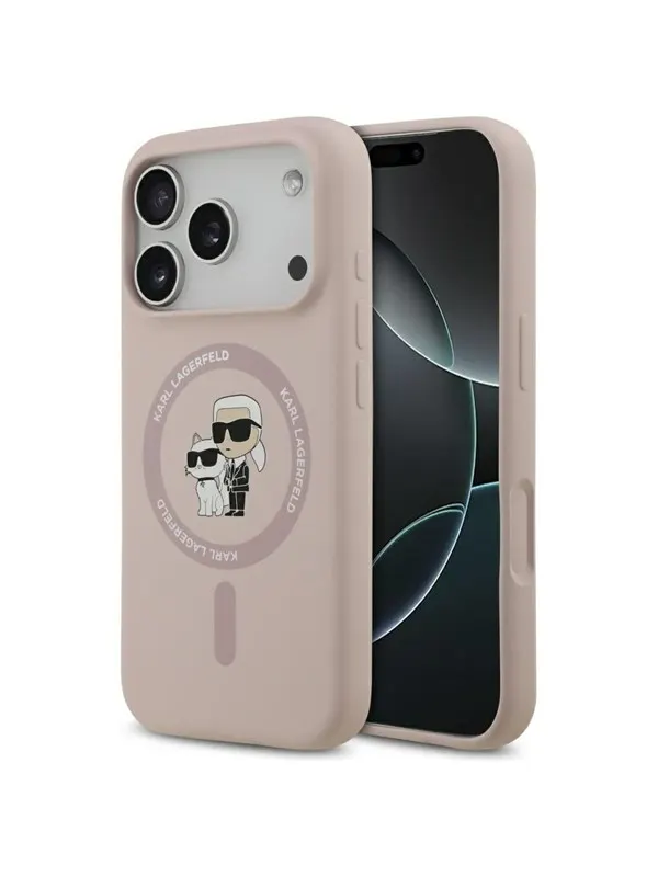 Karl Lagerfeld Silicone Karl&Choupette Ring MagSafe Case for iPhone 17 Pro - Pink