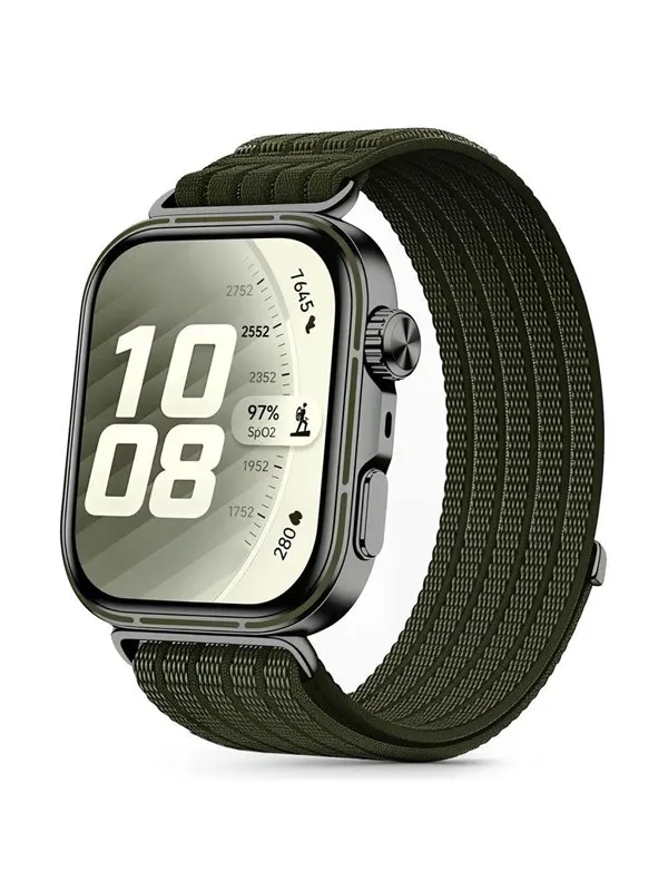 Tech-Protect Nylon Strap on an Huawei Watch Fit 3 / 4 / 4 Pro / 5 / 5 Pro - Green