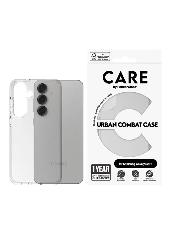CARE by PanzerGlass Flagship Case Transparent Urban Combat w. Clear Frame Samsung Galaxy S25+
