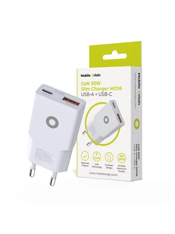 Mobile Origin GaN 30W Slim Charger TÜV MO16 - USB-A + USB-C