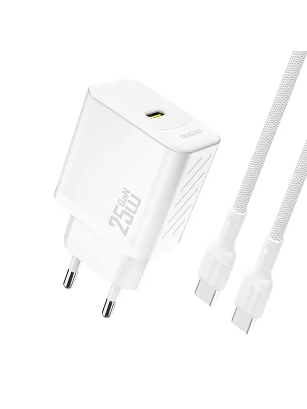 Dudao A27CEU PD 25W GaN SB-C AC Charger with USB-C Cable - White