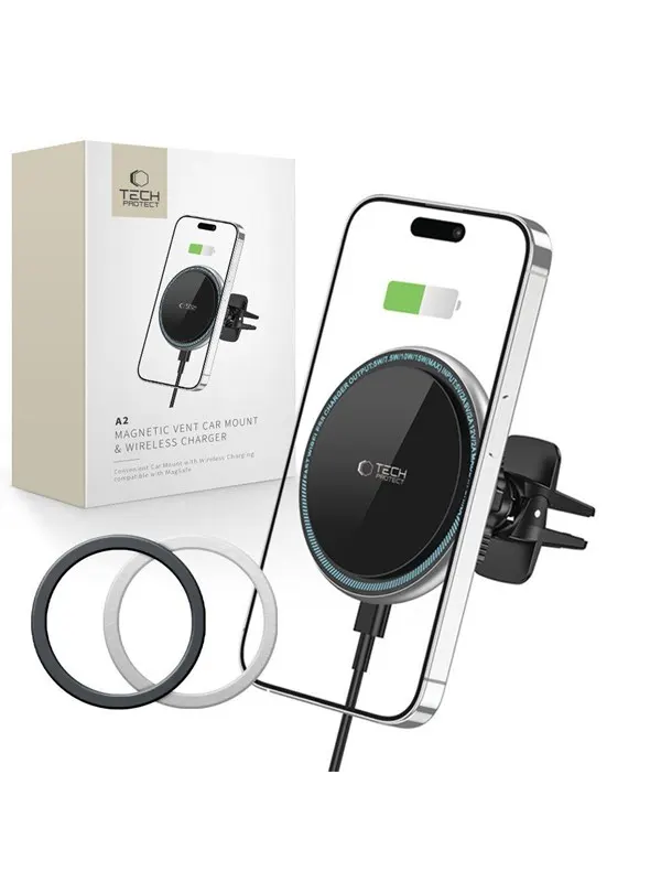 Tech-Protect A2 Car Phone Holder with MagSafe 15W Inductive Charger for Air Vent - Blackmo