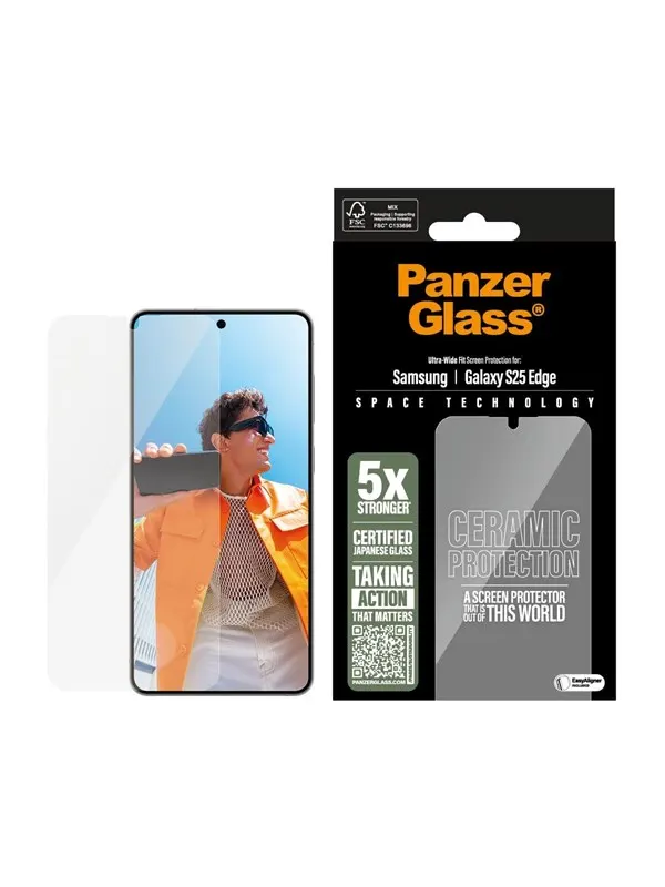 PanzerGlass Ceramic Screen Protector Samsung S25 Edge | Ultra-Wide Fit