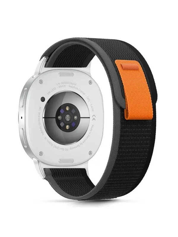 Tech-Protect Nylon Stripe Strap for Samsung Galaxy Watch 40 / 44 / 46 mm - Black & Orange