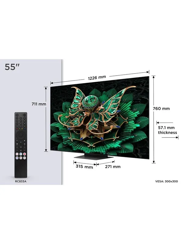 TCL 55" TV LED 4K 55"" C7K - 4K QD Mini-LED Google TV