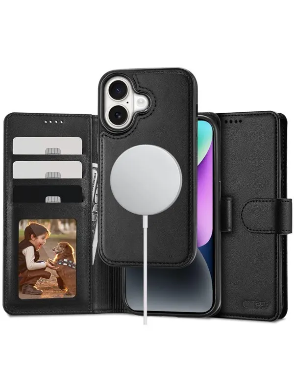 Tech-Protect MagSafe Wallet Case with Wallet for iPhone 16 - Black