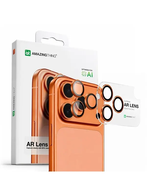AmazingThing Lens Glass for iPhone 17 Pro / Pro Max - with Orange Frame