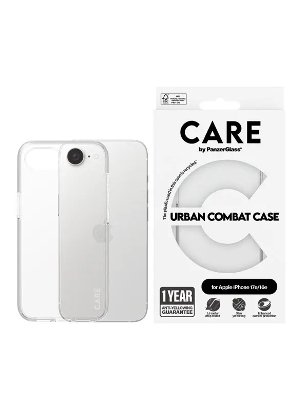 CARE by PanzerGlass Urban Combat Case Transparent iPhone 17e | 16e