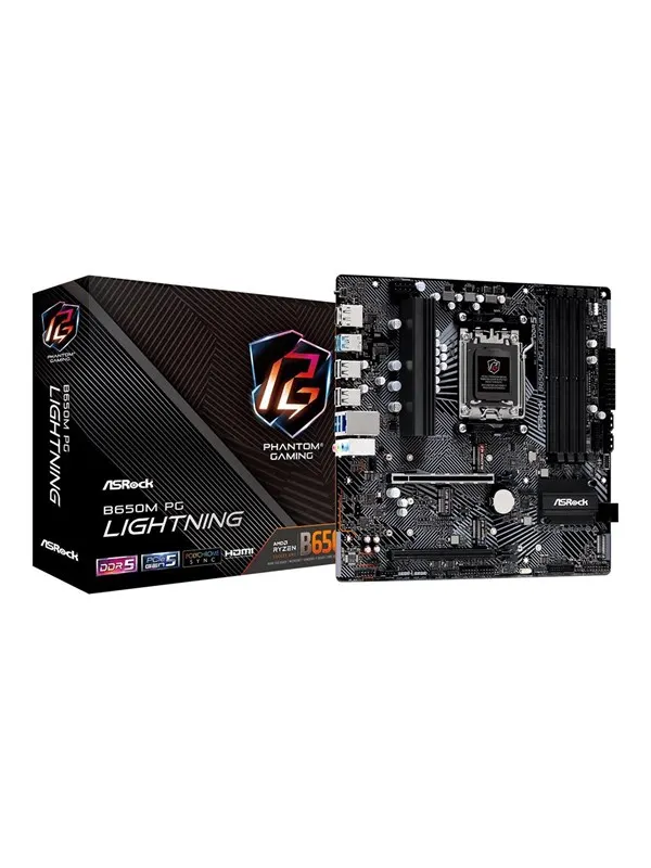 ASRock B650M PG LIGHTNING Moderkort - AMD B650 - AMD AM5 - DDR5 RAM - Micro-ATX
