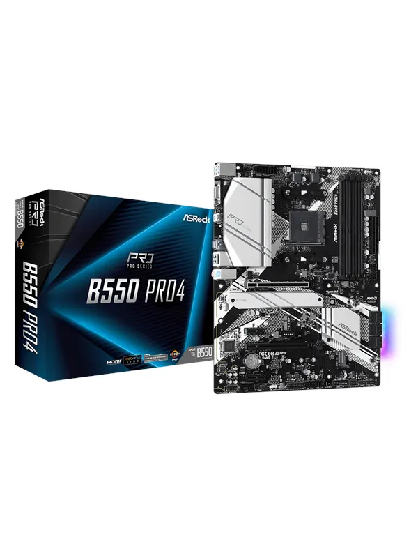 ASRock B550 PRO4 Moderkort - AMD B550 - AMD AM4 - DDR4 RAM - ATX