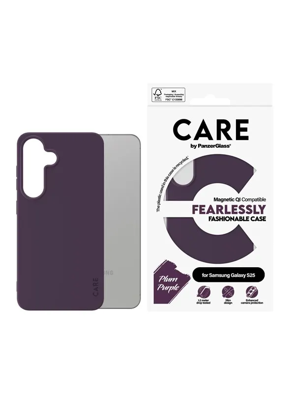 CARE by PanzerGlass Fashionable Case Plum Purple w. QI Compatible Samsung Galaxy S25