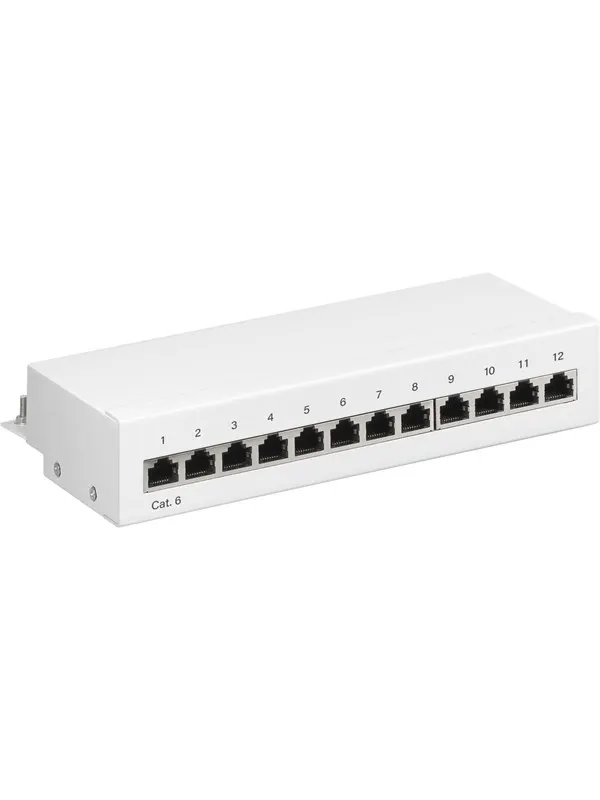 Pro CAT 6 Mini/Desktop Patch Panel 12 Port white - Vit