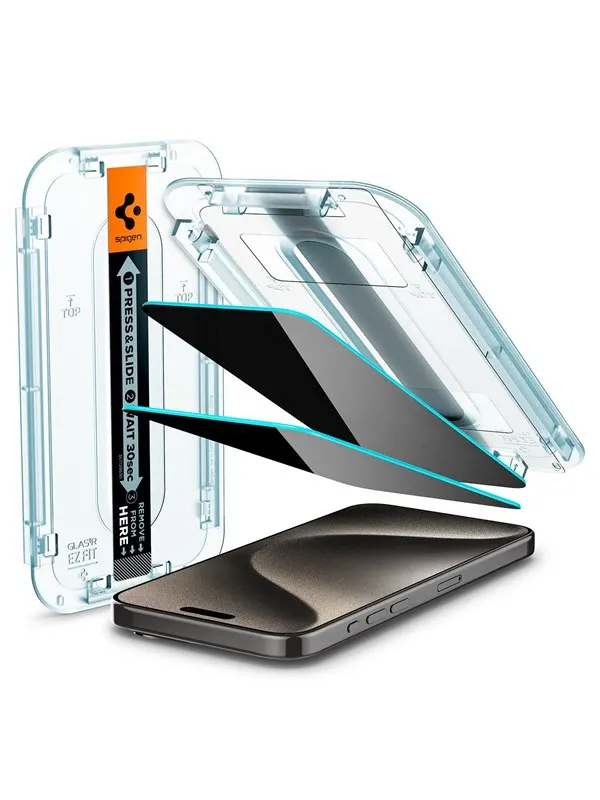 Spigen Glass tR EZ Fit HD Privacy 1 Pack - iPhone 15 Pro Max