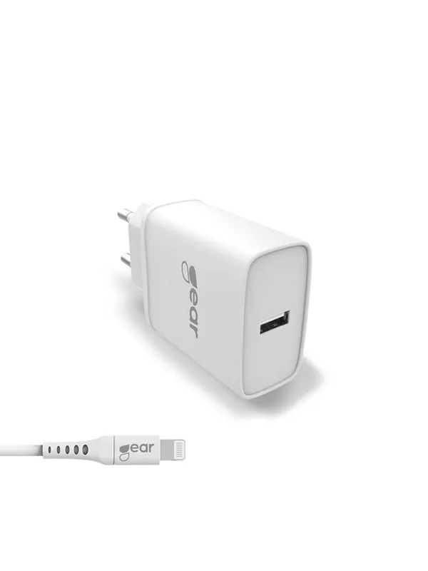 GEAR Charger 220V 1xUSB 2.4A White Lightning cable 1m MFI C89