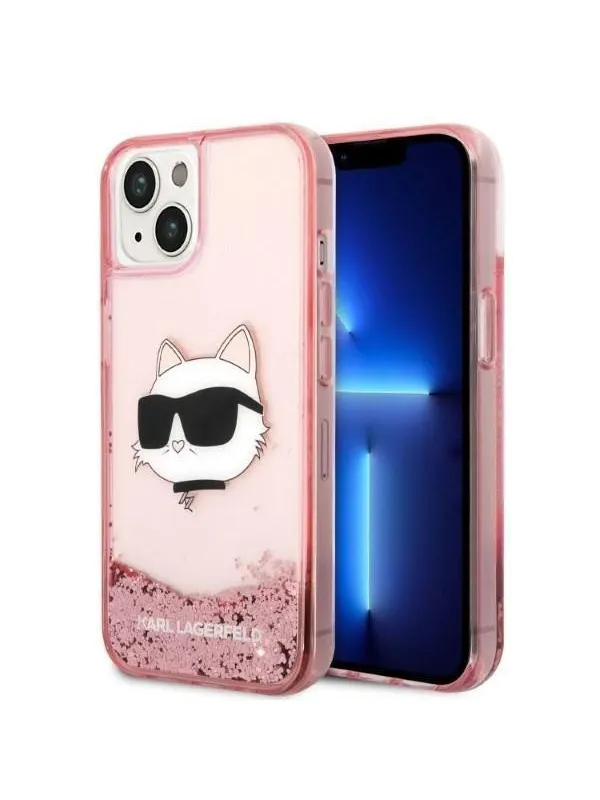 Karl Lagerfeld Glitter Choupette Head case for iPhone 14 Plus - pink