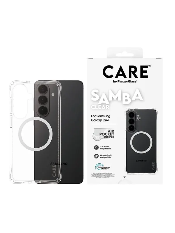 CARE by PanzerGlass Samba Case Transparent w. White Qi Samsung Galaxy S26+