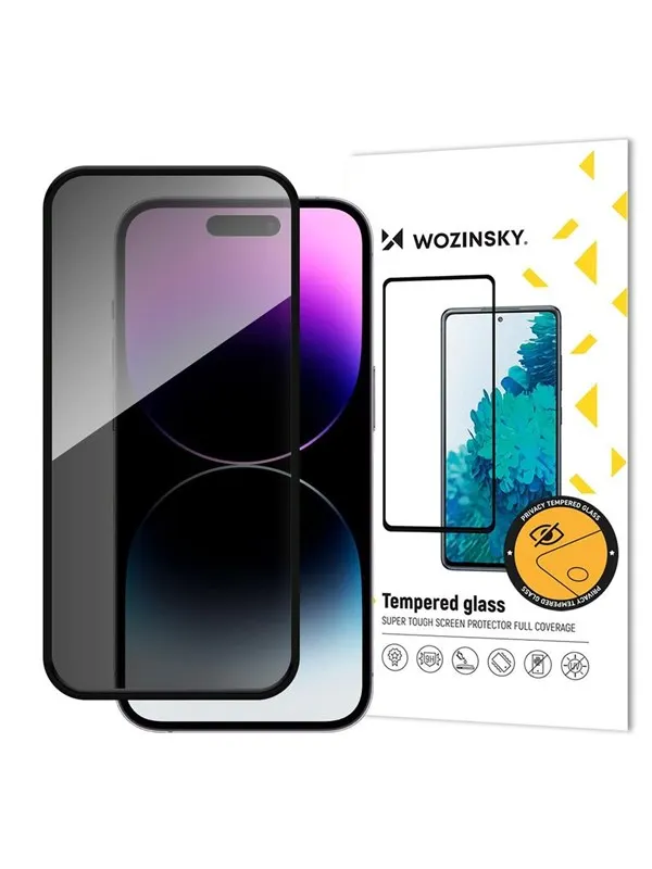 Wozinsky Privacy Glass Tempered Glass Privacy Screen with Anti-Spy Filter for iPhone 16 Pro Max