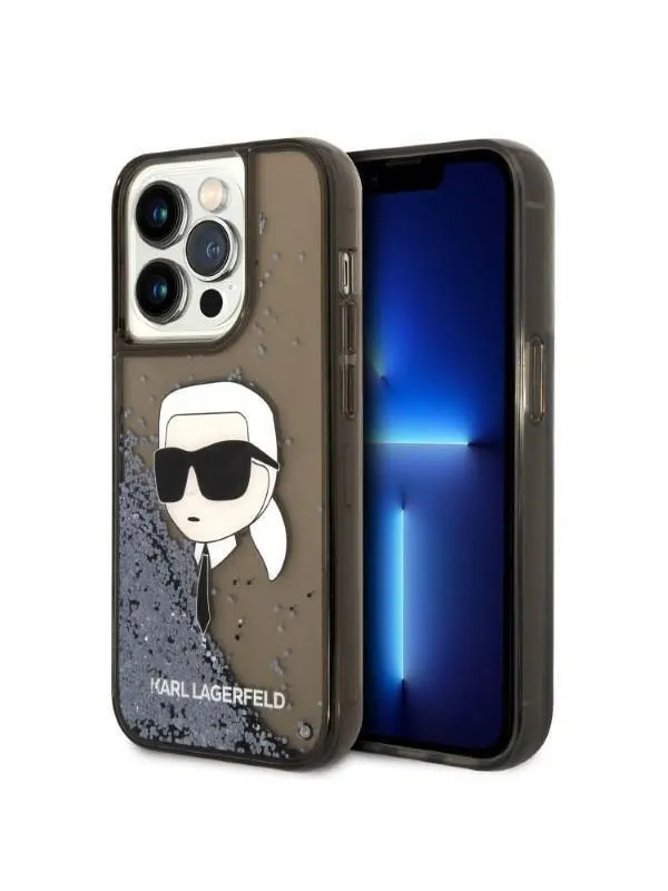 Karl Lagerfeld Glitter Karl's Head case for iPhone 14 Pro Max - black