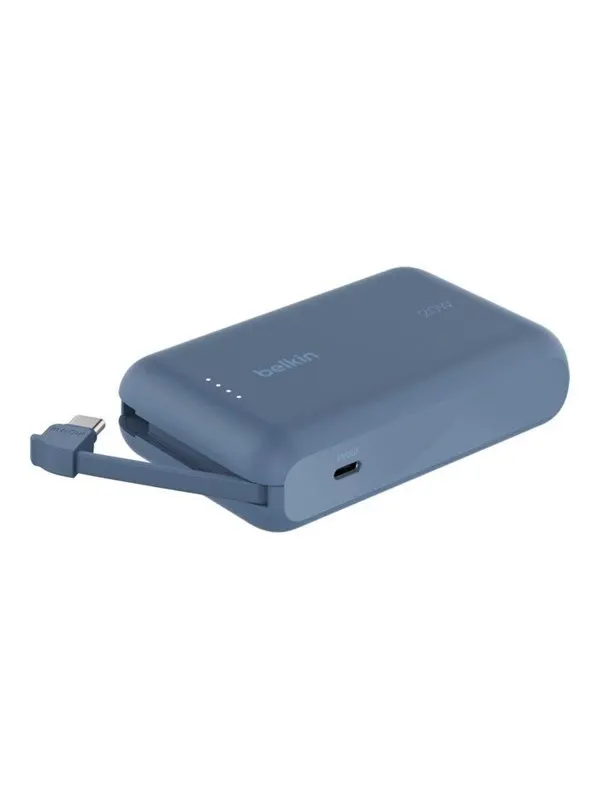 Belkin BoostCharge power bank - with integrated cable - 24 pin USB-C - 20 Watt - 10000 mAh
