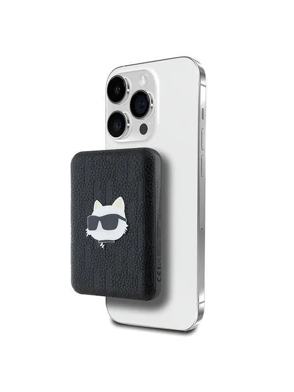 Karl Lagerfeld Powerbank inductive KLPB5FPGKSCHHK 16W 5000mAh black/black Choupette Head Pin MagSafe - 5000 mAh