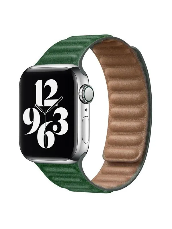Lippa Apple Watch Magnetic Leather Strap 38/40/41 - Green / Brown