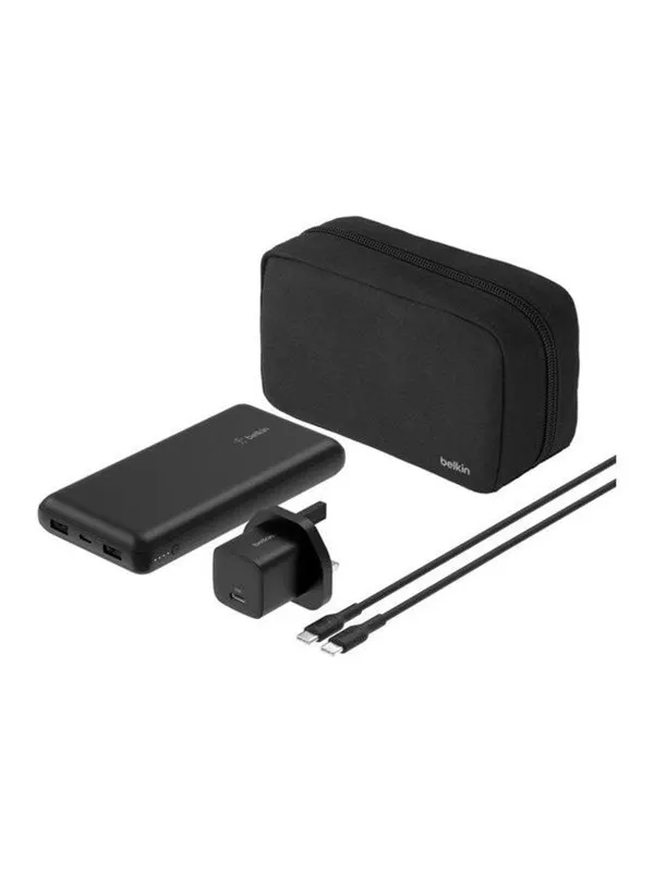 Belkin BoostCharge power bank - + AC power adapter - 24 pin USB-C 2 x USB - with zippered pouch case - 20000 mAh