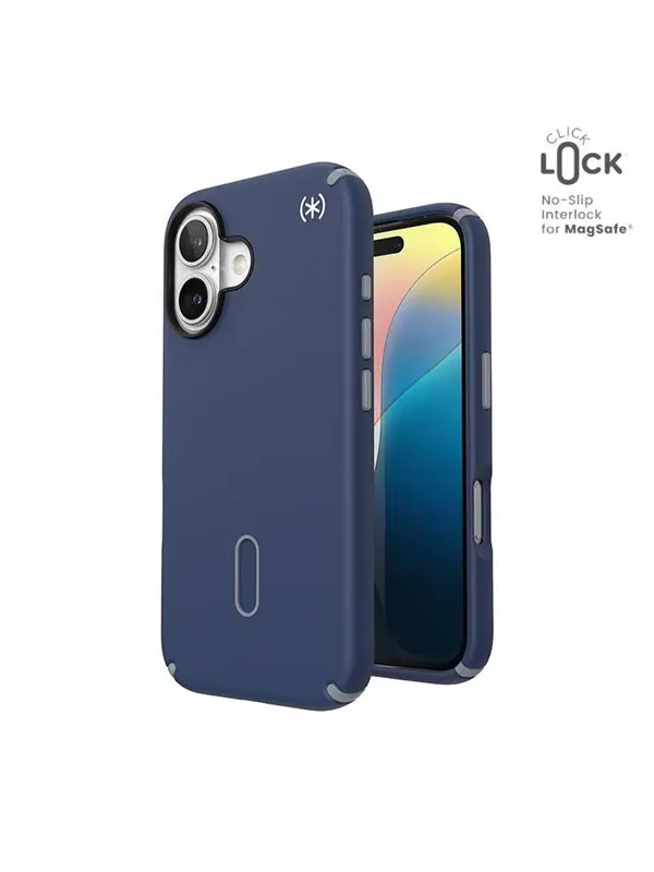 Speck Presidio2 Pro ClickLock & MagSafe - iPhone 16 Case - Coastal Blue / Dust Gray / White