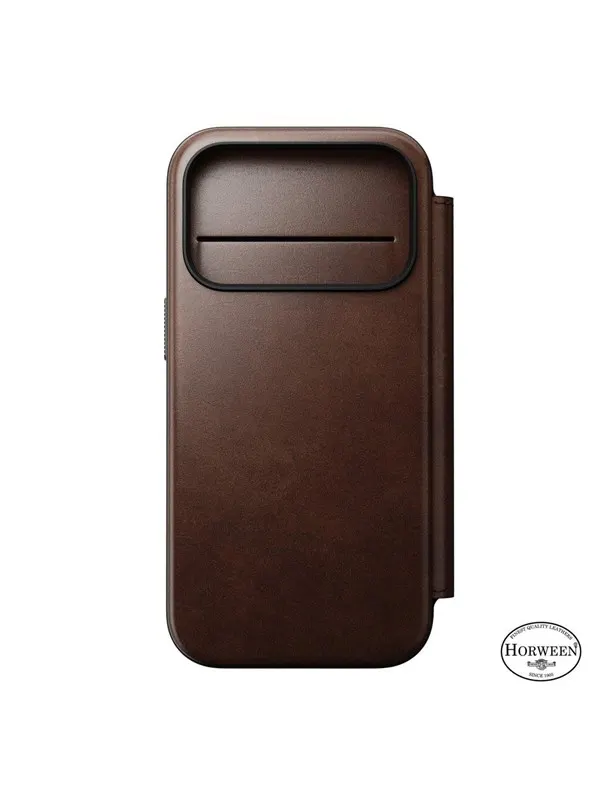 Nomad - Modern Leather Folio - iPhone 17 Pro | Rustic Brown | Horween