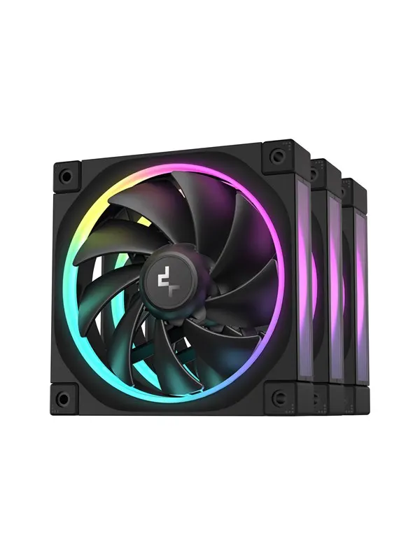DeepCool FL12 3in1 (3-Pack) - Chassi fläkt - 120mm - Svart med RGB LED - 32 dBA