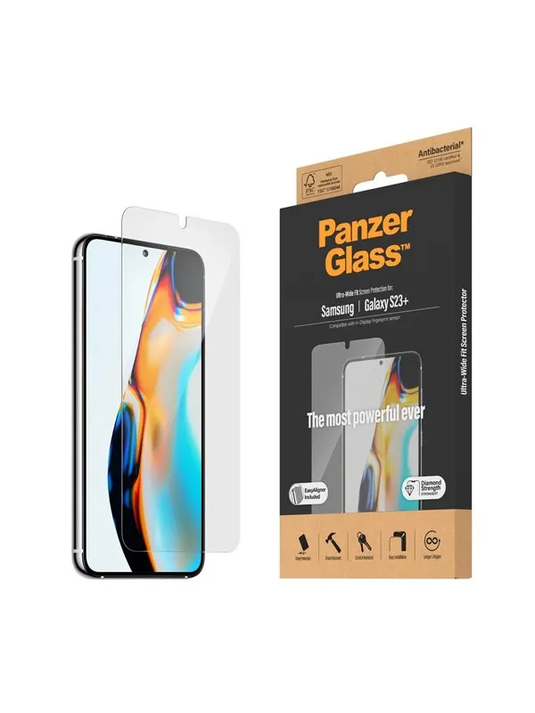 PanzerGlass Screen Protector Samsung Galaxy S23 Plus | Ultra-Wide Fit w. EasyAligner