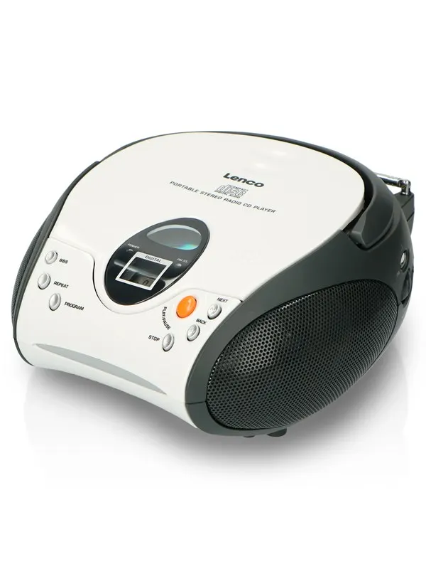 Lenco SCD-24 portable FM radio/CD player - White/Black