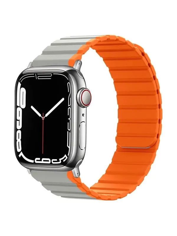 Lippa Apple Watch Magnetic Silicone Strap 38/40/41 - Grey/Orange