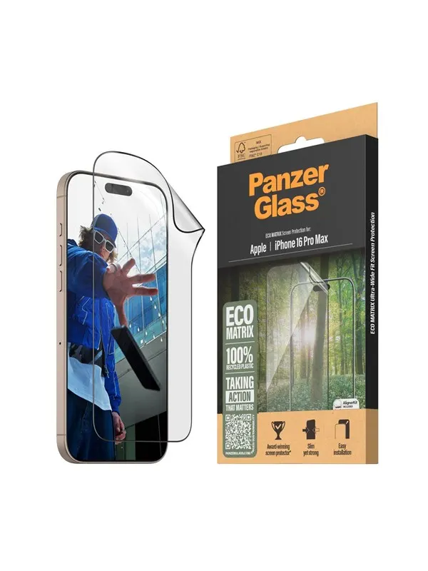 PanzerGlass Eco MATRIX Screen Protector iPhone 16 Pro Max | Ultra-Wide Fit