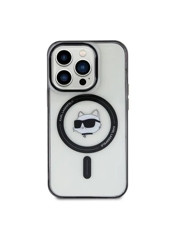 Karl Lagerfeld IML Choupette's Head MagSafe case for iPhone 15 Pro - transparent