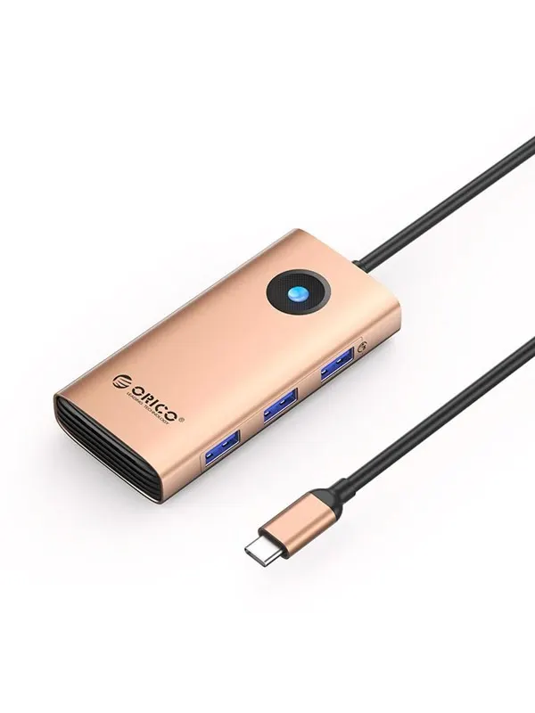ORICO PW11 6in1 USB-C Docking Station 3x USB-A 3.0 1x USB-C PD 100W 1x HDMI 4K 30Hz 1x RJ45 2.5G Ethernet - Rose Gold USB Hub - USB 3.0 - 6 porte