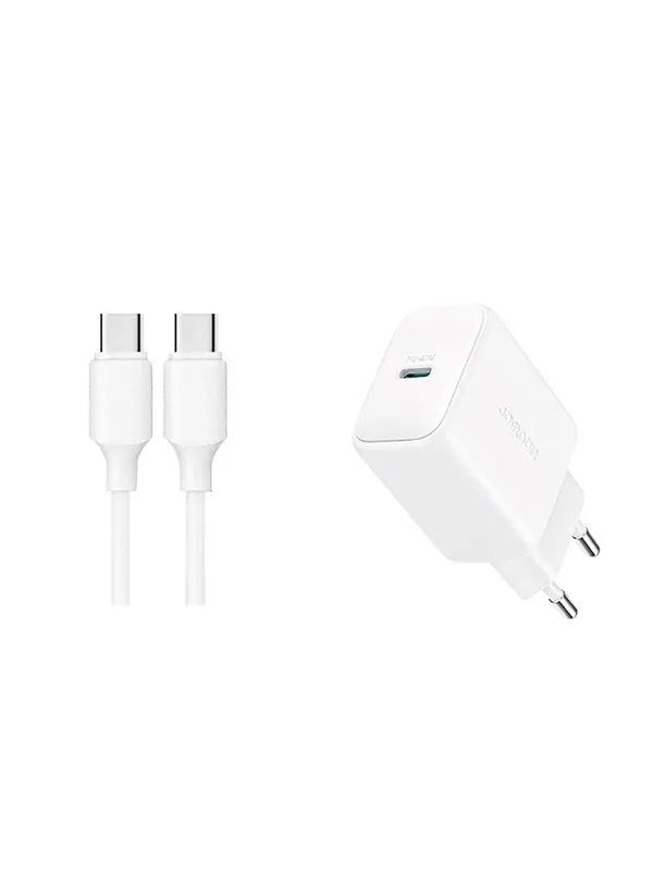 Joyroom JR-TCF20 USB-C PD 20W network charger - white + USB-C / USB-C cable 1m