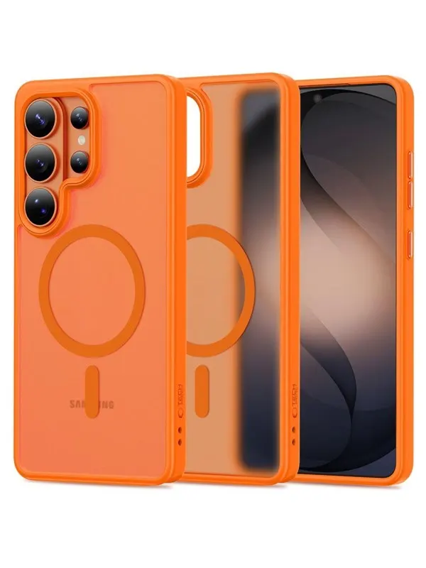 Tech-Protect Magmat MagSafe Case for Samsung Galaxy S26 Ultra - Orange and Matte
