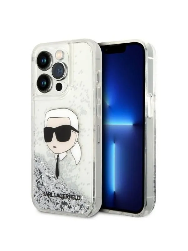 Karl Lagerfeld Glitter Karl's Head case for iPhone 14 Pro Max - silver