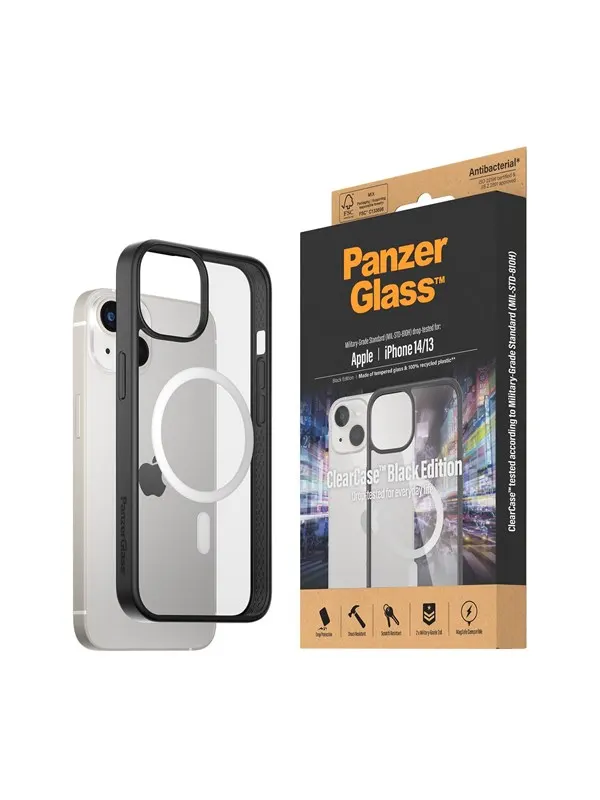 PanzerGlass ClearCase MagSafe Compatible Apple iPhone 14 | 13 | Black