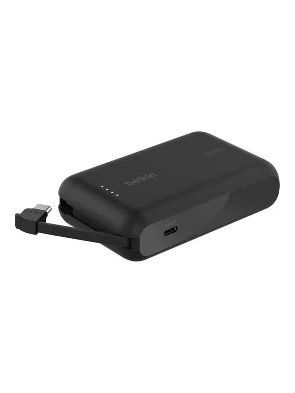 Belkin BoostCharge power bank - with integrated cable - 24 pin USB-C - 20 Watt - 10000 mAh