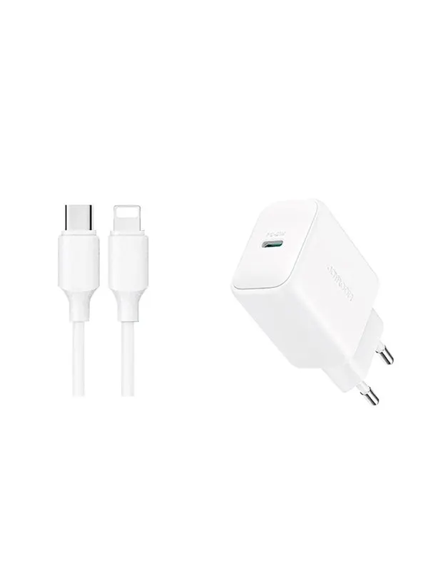Joyroom JR-TCF20 USB-C PD 20W network charger - white + USB-C / Lightning cable 1m
