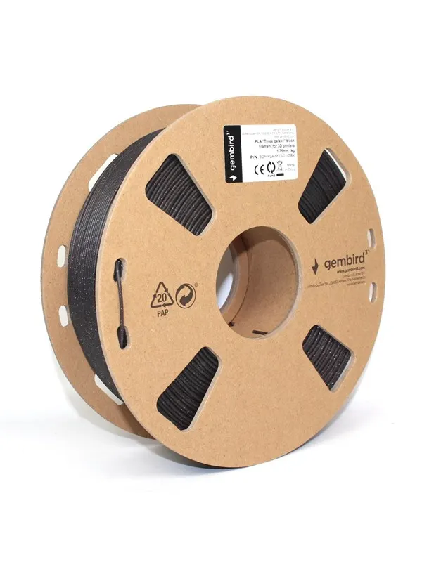 Gembird PLA-FL Filament - Svart glitter - 1.75mm ø - 1 kg