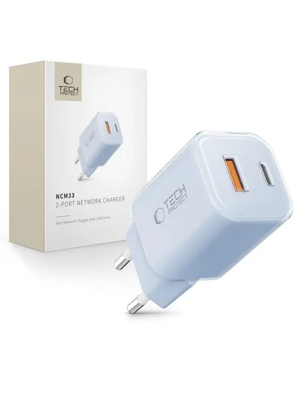Tech-Protect NCM33W 2-Port Charger PD33W/QC3.0 - Blue