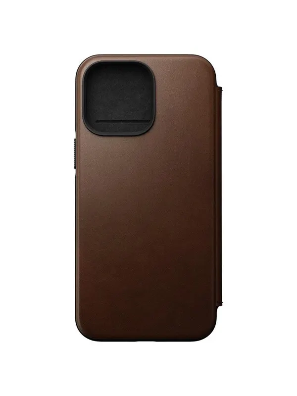 Nomad Modern Leather Folio - iPhone 14 Pro Max Rustic Brown Leather
