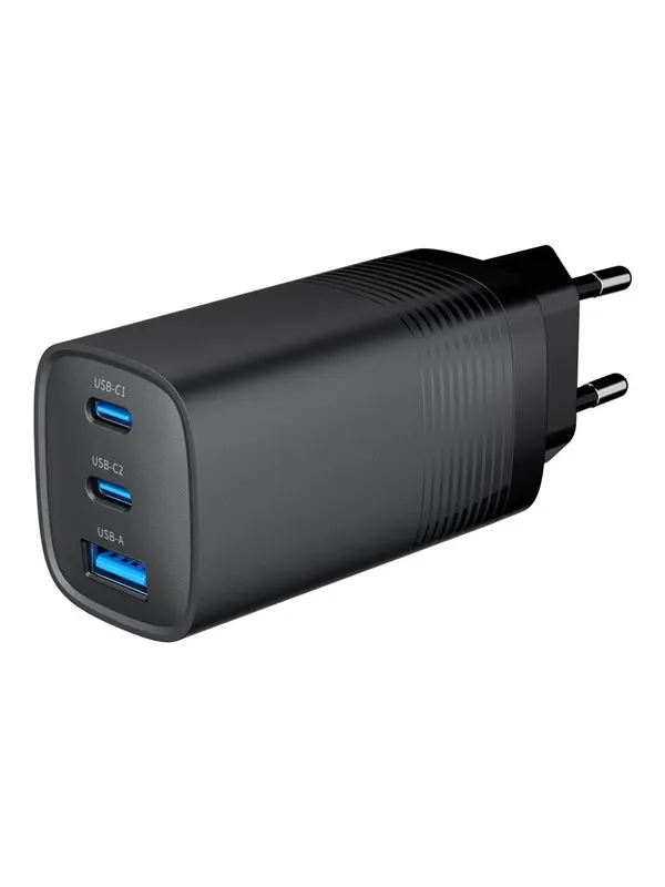 Gembird Universal GaN USB charger QC 3.0 & PD 65W 2-port - Black