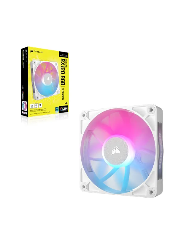 Corsair iCUE LINK RX120 RGB - Chassi fläkt - 120mm - Vit med RGB-ljus - 36 dBA