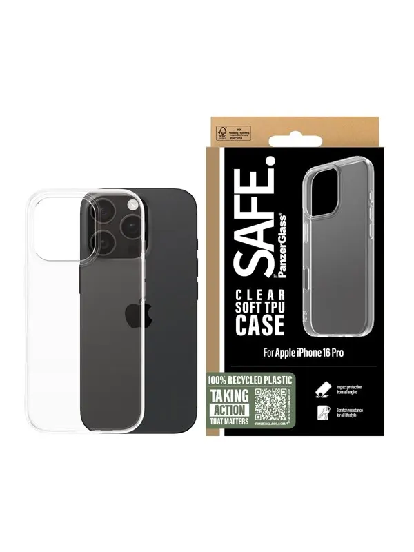 SAFE by PanzerGlass TPU Case iPhone 16 Pro  | Transparent