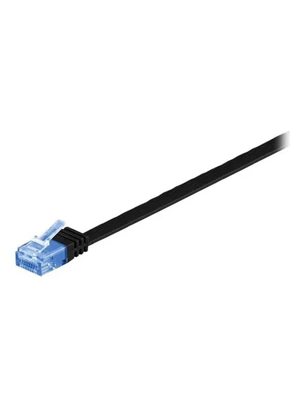 Pro LAN CAT 6A U/UTP flat - Svart - 15m
