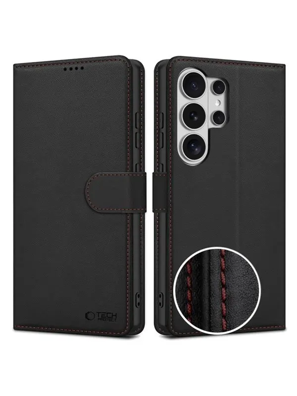 Tech-Protect Wallet Case for Samsung Galaxy S26 Ultra - Black & Red